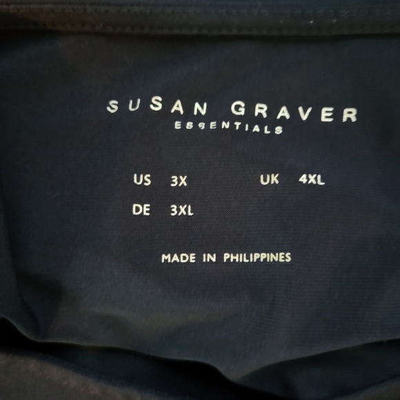 Susan Graver Modern Essentials Liquid Knit Bateau Neck Top 3X Navy Short Sleeve - Picture 3 of 10